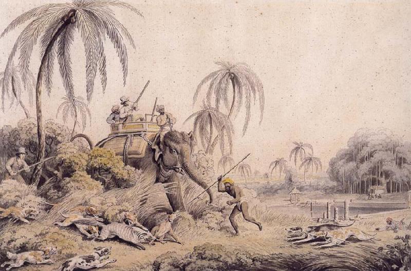 Samuel Howitt Hunting a Kuttauss or Civet Cat